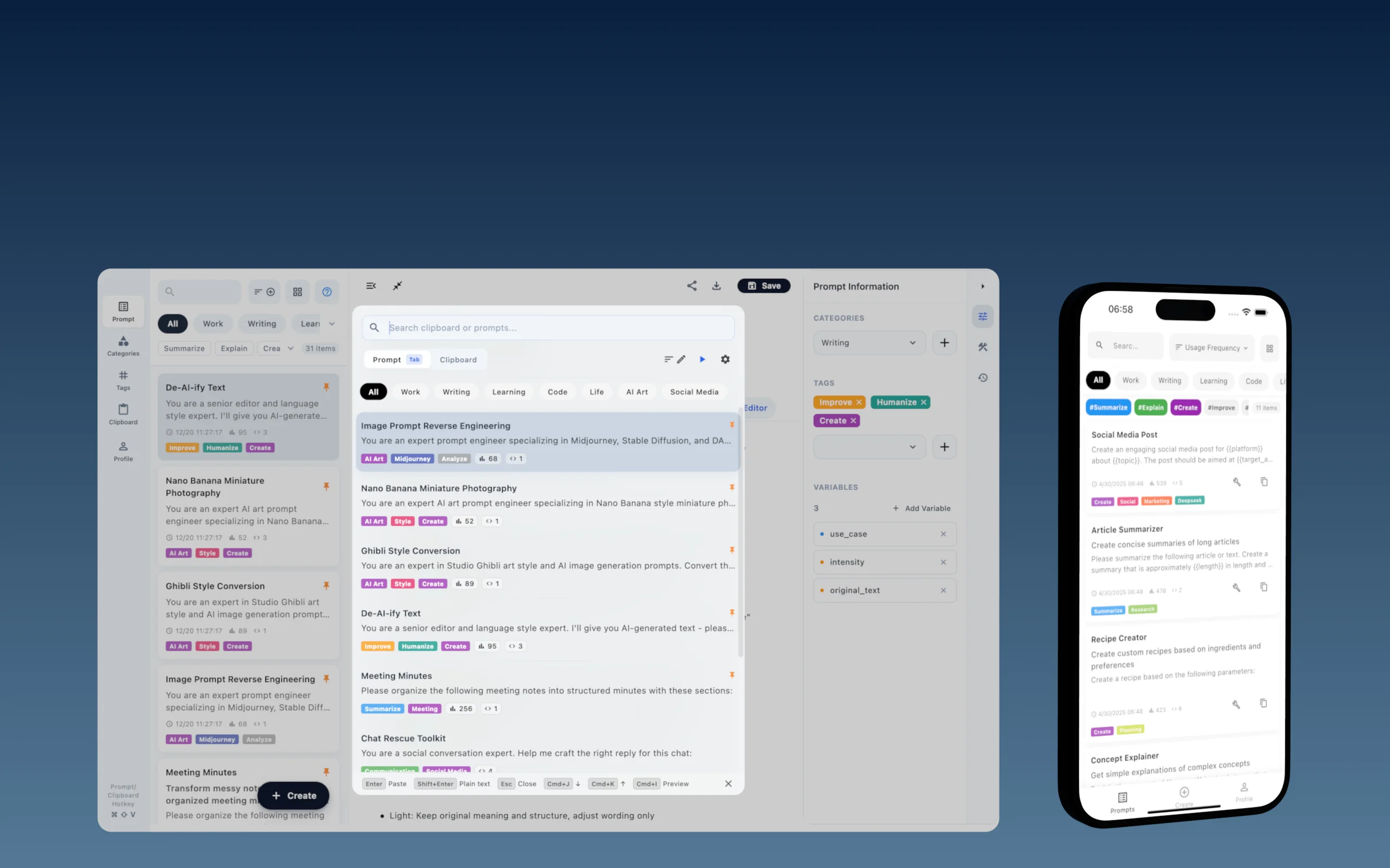 Mac, iPhone, iPad — one library.